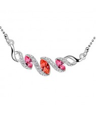 Red Austrian Crystal Spiral Mode Pendant Necklace
