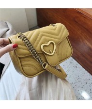 (5 Colors Available) Heart Buckle Decorated Stitching Design Women PU Shoulder Bag