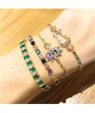 (1 piece) Colorful Cubic Zirconia Inlaid Ballet Dancer Design 18K Gold Plated Fine Jewelry Type Bracelet