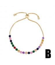 Colorful Cubic Zirconia Inlaid Ballet Dancer Design 18K Gold Plated Fine Jewelry Type Bracelets