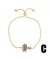 Colorful Cubic Zirconia Inlaid Ballet Dancer Design 18K Gold Plated Fine Jewelry Type Bracelets