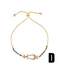 Colorful Cubic Zirconia Inlaid Ballet Dancer Design 18K Gold Plated Fine Jewelry Type Bracelets
