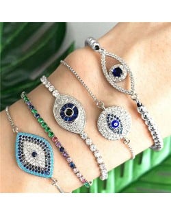 Colorful Cubic Zirconia Inlaid Vintage Eyes Design 18K Platinum Plated Fine Jewelry Type Bracelets