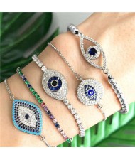 (1 piece) Colorful Cubic Zirconia Inlaid Vintage Eyes Design 18K Platinum Plated Fine Jewelry Type Bracelet