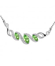 Green Austrian Crystal Spiral Mode Pendant Necklace