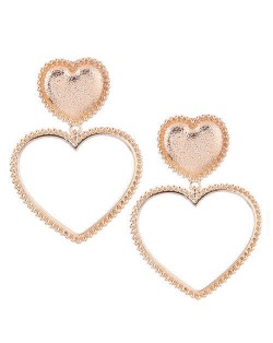 Peach Heart Hollow Design Women Statement Fashion Earrings - Golden