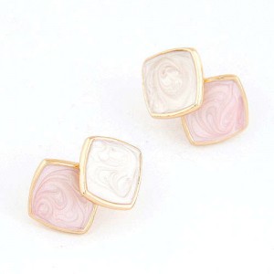 Romantic Squares Combo Design Graceful Lady Alloy Fashion Earrings - Pink