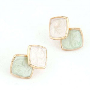 Romantic Squares Combo Design Graceful Lady Alloy Fashion Earrings - Green