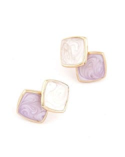 Romantic Squares Combo Design Graceful Lady Alloy Fashion Earrings - Violet