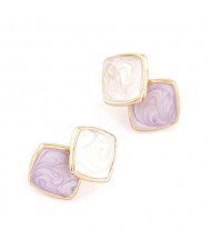 Romantic Squares Combo Design Graceful Lady Alloy Fashion Earrings - Violet