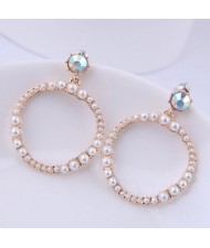 Pearl Embellished Elegant Crown Decoration Hoop High Fashion Women Earrings