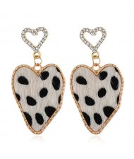 Leopard Prints Irregular Heart Design High Fashion Lady Statement Earrings - White