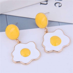 Sunny Side Up Design High Fashion Women Costume Earrings