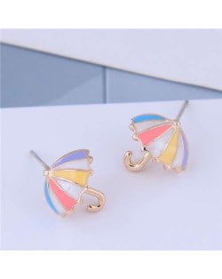 Oil-spot Glazed Sweet Umbrella Design Women Fashion Earrings