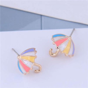 Oil-spot Glazed Sweet Umbrella Design Women Fashion Earrings