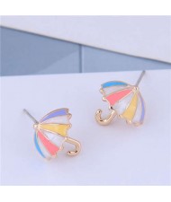 Oil-spot Glazed Sweet Umbrella Design Women Fashion Earrings