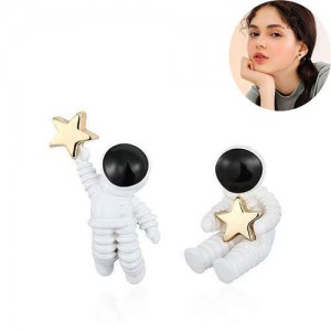 Asymmetric Design Cute Astronauts High Fashion Women Costume Earrings