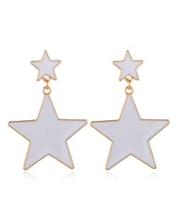 Oil-spot Glazed Star Design Simple Fashion Women Statement Earrings - White