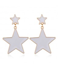Oil-spot Glazed Star Design Simple Fashion Women Statement Earrings - White