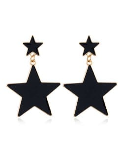 Oil-spot Glazed Star Design Simple Fashion Women Statement Earrings - Black