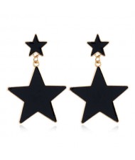 Oil-spot Glazed Star Design Simple Fashion Women Statement Earrings - Black