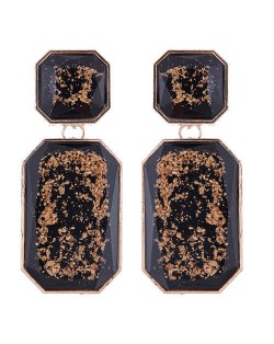 Resin Squares Amber Design Bold Fashion Women Statement Earrings - Black