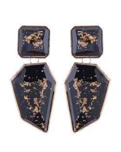 Amber Design Irregular Shape Resin Women Alloy Costume Earrings - Black