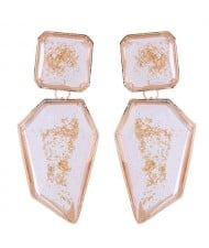 Amber Design Irregular Shape Resin Women Alloy Costume Earrings - Transparent