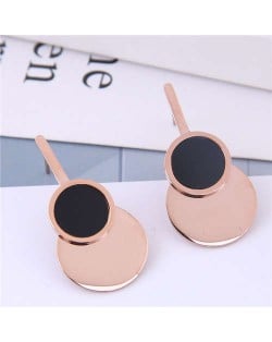 Rose Gold Color Korean Modern Fashion Stainless Steel Women Earrings