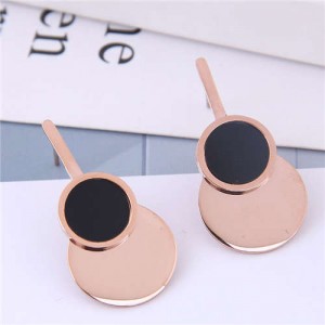 Rose Gold Color Korean Modern Fashion Stainless Steel Women Earrings