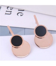 Rose Gold Color Korean Modern Fashion Stainless Steel Women Earrings