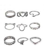 Arrow and Hearts Design High Fashion Multiple Alloy Rings Set