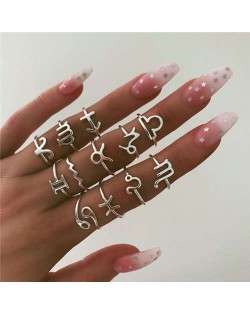 Constellations Design High Fashion 12 pcs Alloy Rings Set