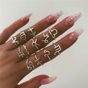 Constellations Design High Fashion 12 pcs Alloy Rings Set