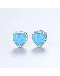 Luxurious Gem Heart Design 925 Sterling Silver Earrings - White