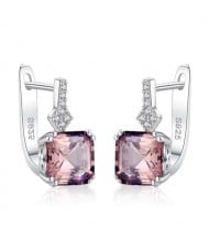 Square Shape Morganite Embellished Graceful 925 Sterling Silver Women Earrings