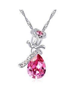 Obssessed Rose Design Roseo Crystal Pendant Necklace