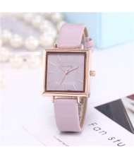 High Fashion Sqaure Index Simple Design Wrist Watch - Violet
