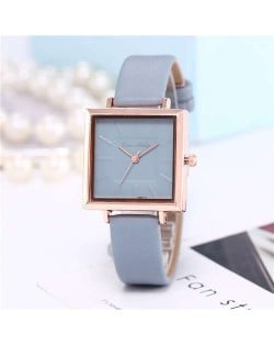 High Fashion Sqaure Index Simple Design Wrist Watch - Light Blue