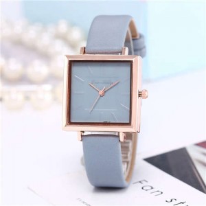 High Fashion Sqaure Index Simple Design Wrist Watch - Light Blue