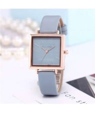 High Fashion Sqaure Index Simple Design Wrist Watch - Light Blue