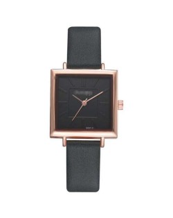 High Fashion Sqaure Index Simple Design Wrist Watch - Ink Green