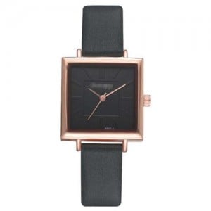 High Fashion Sqaure Index Simple Design Wrist Watch - Ink Green