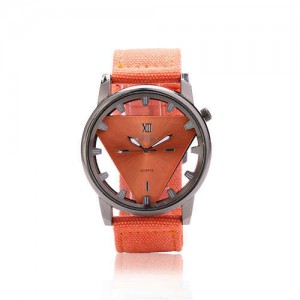 Unique Triangle Index Design High Fashion Men Watch - Orange