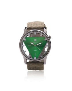 Unique Triangle Index Design High Fashion Men Watch - Green