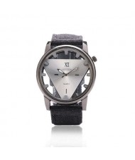 Unique Triangle Index Design High Fashion Men Watch - White