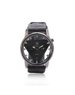 Unique Triangle Index Design High Fashion Men Watch - Black