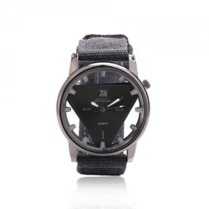 Unique Triangle Index Design High Fashion Men Watch - Black