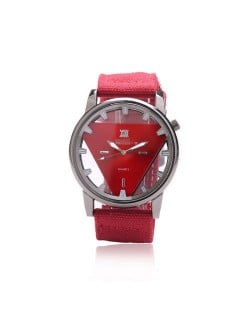 Unique Triangle Index Design High Fashion Men Watch - Red