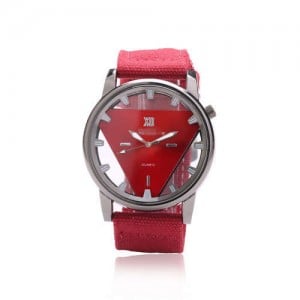 Unique Triangle Index Design High Fashion Men Watch - Red